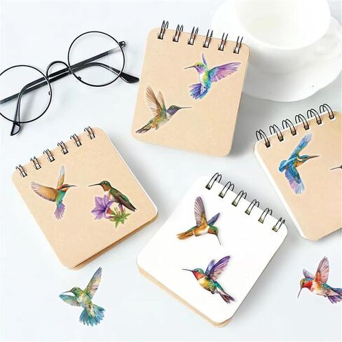 50pcs Hummingbird Stickers PET Transparent Stickers for Kids Waterproof Nature Stickers for Kids Teens Adults, Scrapbooking,Junk Journal, Journaling, Planner (HB) in Saudi Arabia
