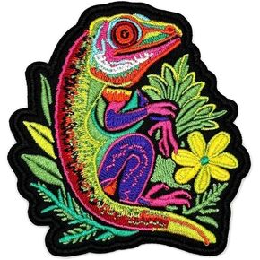 3.5 "تصحيح السحلية - المطرز Aztec Gecko Chinsipique يزيل الحديد على خياطة على بقع للثقوب والملابس والجينز والقبعة والحقائب والملابس - السحلية الحديد