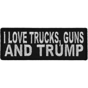 Generic I Love Trucks, Guns and Trump Patch - 4x1.5 inch Trump 2024, No More Bullshit, Never Surrender, Ultra MAGA, Fight! Fight! Fight! Iron on Patch, Black/white