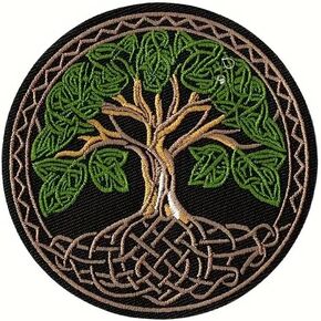 Tree of Life Embroidered Iron-On Patch, Celtic Design, 3.5 inch, Family Tree Patch