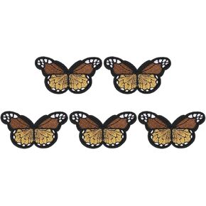 Patikil Butterfly Iron على التصحيح ، 5 PCS Butterfly Serviderique Sewe على بقع زخرفية لإصلاح القبعات ملابس الزخرفة على ظهر الظهر ، 2.9 "LX1.8" W ، Khaki