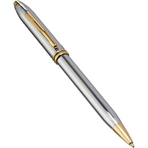 Cross Townsend Medalist Refillable Ballpoint Pen, Medium, 23 Carat Gold Plated Appointments, Includes Luxury Gift Box - Polished Chrome
