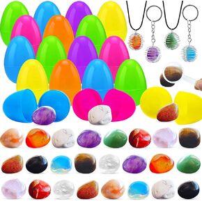 24pcs Easter Egge Prected Gemstone Crystal Rock for Easter Stainsers ، Forms Favors ، Easter Hunt