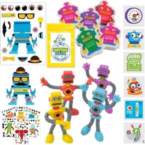 120 PC Robot Birthday Party Favors for Kids Pack (رائعة لأكياس Goodie For Kids ، وتراجع الهدايا لعيد ميلاد الأطفال ، و Poys Party Favors ، و Robot Party Supplies و Robot Stockers Stockers)