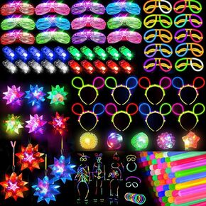 24pcs قلادات توهج و 256 ٪ مفضلات تضيء الحفلات ، LED Glow في لوازم الحفلات المظلمة للأطفال البالغين