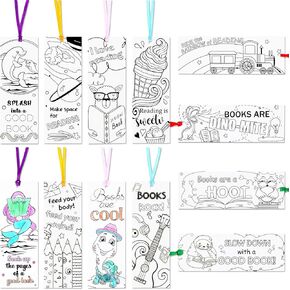 Color Your Own Bookmarks DIY Coloring Blank Paper Double-Sided Patterned Bookmarks for Kids Students Teachers Classroom Rewards Supplies(120 Pieces)