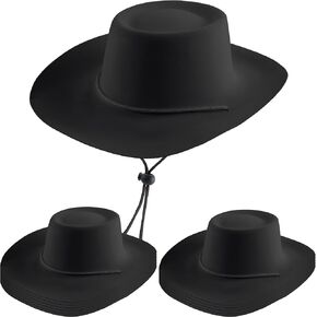 12 Pcs Western Cowboy Hat Plastic Cowboy Cowgirl Hat with Adjustable Strings for Adult Kids Cowboy Party Accessories