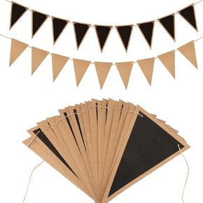 Jijacraft 25pcs أعلام الراية السوداء ، و 16 قدمًا لافتة كرافت كرافت مسبقة ، وأكليل حفلات الأطفال السوداء والبني ، وأعلام الراية لحفلة عيد الميلاد ومساحة الفصول الدراسية.