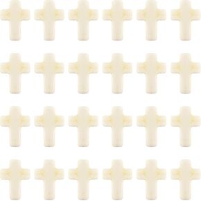 Honbay 115PCS White Cross Beads Easter Cross Beads Synthetic Turquoise Stone Beads Spacer Beads Loose Beads for Bracelets Anklets Necklaces Earrings Jewelry Making or DIY Craft Projects