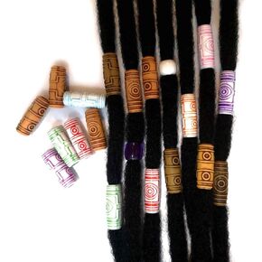 52pcs dreadlocks حبات التقليد الخشب الرهبة يهودية أنبوب الشعر حبات الملحقات لضفائر التقلب