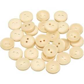 Harfington 30pcs 28l زر الخياطة الخشبية 11/16 "(18 ملم) 2 فتحات أزرار استبدال الحرف الدائرية للملابس DIY Decoration ، الخشب الطبيعي