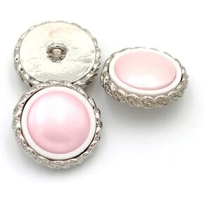 أزرار الراتنج المعدنية 5pcs أزرار تنجيد بلورات لؤلؤة من أجل مجوهرات صنع الزفاف DIY (وردي ، 22 مم)