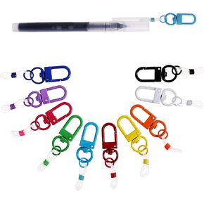 10 PCS Mini Coloured Pen Clips with Lobster Clasp Silicone Pen Holder Badge Reel Pen Holder for Lanyard Retractable Pen Holder for Nurse Pen Converter Badge Reel Accessories (Pen not Included)