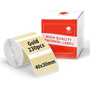 Phomemo Label Maker Original Gold Labels 1.57 "x1.18" (40 × 30 مم) ، أسود على الذهب ، متوافق مع طابعة التسمية Phomemo M110/M120/M200/M220/M221 ، ملصقات حرارية متعددة الأغراض ، 230pcs/roll