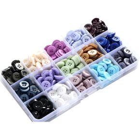 555pcs 1/2 بوصة (12.5 مم) الحجم الصغير جولة 4 أزرار الأزرار 15 ألوان زر متنوعة راتنجات للخياطة أو مشاريع الحرف اليدوية DIY (كل لون 37 ٪)