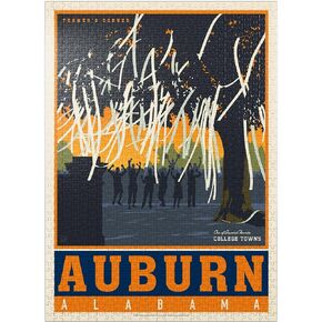 MyPuzzle American College Towns: Auburn ، Alabama ، Pintage Poster - Premium 500 Piece Jigsaw Puzzle للبالغين