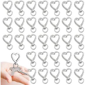 50 PCS Metal Heart Shape -Chain ، BetterJonny Silver Spring Snap Snap Ring Ring 360 ° دوار المعادن سلسلة مفاتيح المقطع خطاف جراد البحر مشبك لملحقات سلسلة المفاتيح DIY