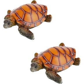 2 Pack Aquarium Sea Turtle Decor, Vivid Resin Fish Tank Terrarium Turtle Tank Decor, Great Turtle Garden Miniature Statue for Fish Tank Betta Shrimp Crab Cichlid Tank Scenery Garden Pond