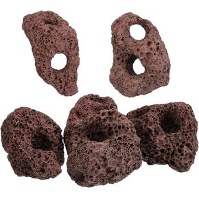 MERRYHAPY 6PCS الصخور البركانية زخارف الزخارف الزخارف الحلي أسماك الأسماك المثبتة نباتات الأسماك والزينة المائية لأحواض السمك