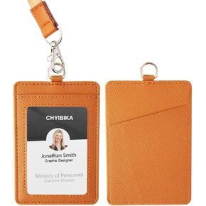 Badge Holder with Lanyard,Leather ID Card Holder,Vertical Lanyard ID Card Holder for Work Office (Black-Twill)