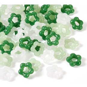 KISSITTY 60Pcs Hollow Flower Beads Pendants 3 Colors Glass Crystal 12.5mm Imitation Jade Flower Shape Spacer Beads Button Pendants for DIY Craft Necklace Bracelet Earrings Jewelry Making for Women