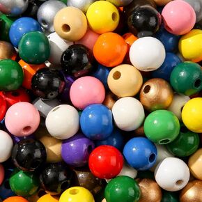 16 ملم خشبية ملونة BESDS FARMHOUSE Rustic Wood Wood Beads 160pcs خوام خشب عتيقة للديكور المنزلي DIY Crafts Bracelec