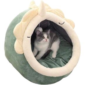 NatureMan Cat Beds for Indoor,Cat House with Hanging Cat Ball Toy,Kitten Tent House Removable Cotton Pad,Warm and Soft Pet Cat Supplies Kitten Small Dogs Pet Bed (Grey, M)