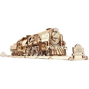 الألغاز 3D Ugears للبالغين- قطار البخار V-express مع فكرة طرازات- مجموعات طرازات للأجهزة الخشبية ثلاثية الأبعاد للبالغين والمراهقين بناء مجموعات طراز خشبية