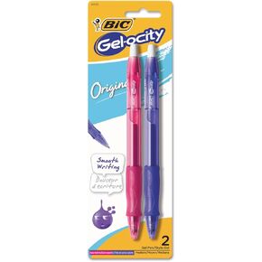 BIC RLCAP21AST Gel-ocity Retractable Gel Pen Assorted Ink .7mm Medium 2/Pack