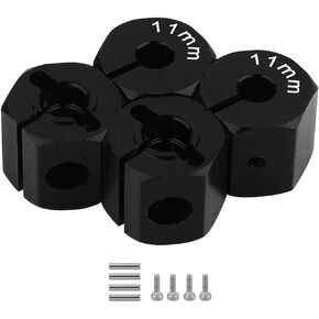 4pcs ألومنيوم سبيكة العجلة محول محول محول 12 مم مع دبابيس محورية SCX10 I II HSP HPI TAMIYA CC01 1/10 RC CRAWLER MODEL PART (11 مم أسود)