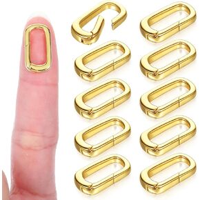 10pcs زر المشبك البيضاوي ، خطاف السنانير المقطعة للمعادن البيضاوية ، مشابك وقلادة الإغلاق ، قلادة ذهبية مختصرة ، قفل حلقات الزنبرك ، موصل سوار مُحسّن لصنع سوار المجوهرات
