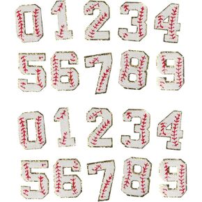 HomeSoGood 20Pcs Baseball Number Iron on Patches,3Inch 0-9 Number Baseball Style Chenille Number Patches Iron on Sport Patches for Jackets Clothing Shirt Hat Backpacks