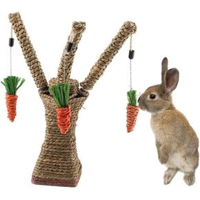 Litewoo Pet Climbing Tree Toy Rattan Grass Scratcher Bunny Toy Climbing Framing Center مع CARROT for Cat Rabbit Hamster Small Animal Toy