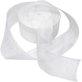 HONBAY 50 ياردة Shimmer Shier urgarsa satin Ribbon (White)