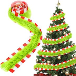 Christmas Green Faux Fur Fabric 3 x 98 Inch Faux Fur Ribbon Lime Green Trim Shaggy Fluffy Fabric Roll for Christmas Tree Decor or Wreath Bows Craft Cosplay Costume Dwarf Decoration