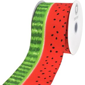 Homford Summer Frish Stripes Hired Ripbon ، 2-1/2 بوصة ، 10 ياردة ، أحمر