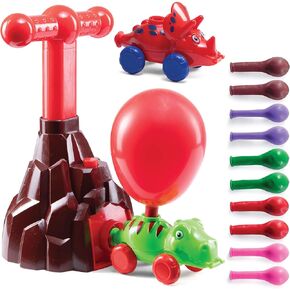 سيارة ديناصور التي تعمل بالهواء prextex مع نفخ/مضخة وبالون | Kids Science/STEM Toy Kit | فتى ، فتاة ، هدايا كيد مجموعة ألعاب