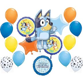 Anagram Bluey Birthday Party Supplies Foil and Latex Balloon Bouquet Decorations 16pc