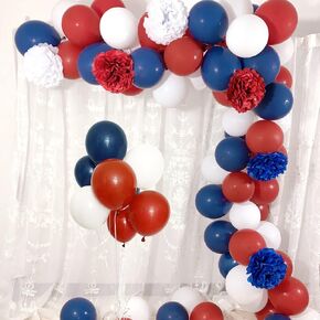 طقم أقواس أبيض وأزرق أبيض أبيض وأزرق مع 75pcs البالونات البيضاء البحرية البيضاء