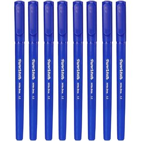 Paper Mate Write Bros Ballpoint Stick Pen, Blue Ink with Blue Barrel, 1mm Medium Point- 8 Pack