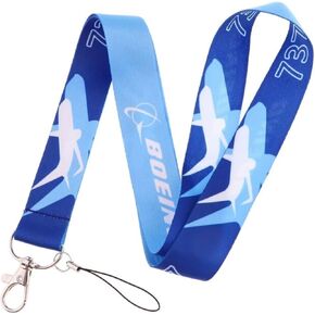 Pinstant Boeing 737 Airplane Jumbo Plane Aviation Space Flight Aircraft Airline 17.7" Neck Lanyard Keychain Holder ID Badge Mobile Phone Pin Strap