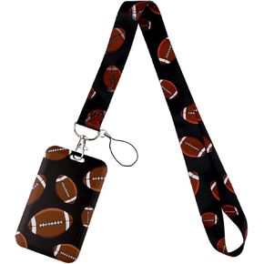 Football Lanyard with ID Badge Holder Keychain Whistle Sports Lanyard for ID Badges