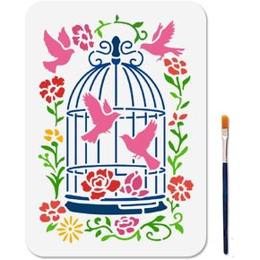 Mayjoydiy Peacock Stencil Mandala Peacock Stencils 11.7x8.3inch Peacock Plume Stusable Stusable مع قوالب الطلاء بالريش للفرش