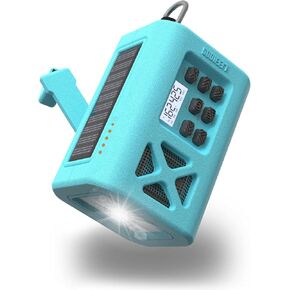 【2024 Newest】 Emergency Crank Weather Radio, NOAA/AM/FM Portable Solar Radio with 3000mAh Power Bank Phone Charger, USB Charged, Battery Powered, Hand Crank, SOS Alarm, Flashlight (Ocean Blue)