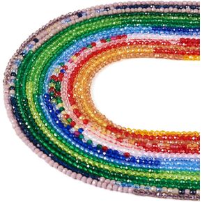 Beadthoven 3160pcs 3mm Glass Crystal Beads Faceted Rondelle Imitation Jade Glass Bead Strands for Jewelry Making Tiny Crystal Gemstone Beads Spacers Bulk for DIY Bracelet Necklace Earrings