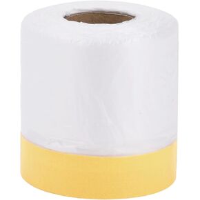 Pre-Taped Masking Film Plastic Cover PE Film Masking Paper 1 Pc 2200x30cm / 72.18ftx11.81" White Yellow