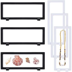 Ahandmaker 6pcs 2Colors 3D Displating Display Case ، 9.06 "x3.54" x0.81 "Coin Display Case Displate Scorgion Box مع حامل إطار يقف على عملة التحدي ، الميدالية التذكارية (أبيض ، أسود)