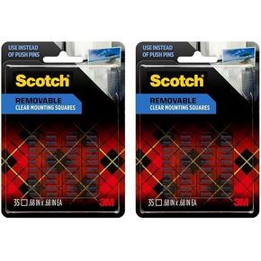 Scotch LINENSPA MMM859 Removable Mounting Squares, 0.68", Clear (Pack of 2)