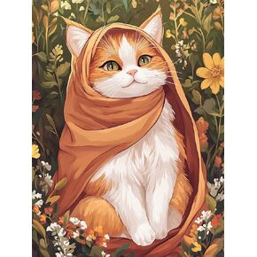 Kaliosy 5d الماس مجموعات فن الماس للبالغين Cute Cat بواسطة مجموعات الأرقام ، اللوحة الماسية Art Animal Diy Full Crystal Craft Cross Stitch Decoration (12x16 inch) 30x40 cm