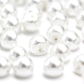 10mm Round White Pearl Buttons for Sewing, Shirts, Skirts, Wedding Dresses, Handmade Decorations, DIY Crafts (50pcs 10mm(0.394inch))